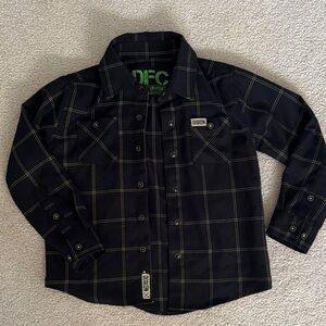 DIXXON Kids Black and Green Plaid Button Down Shirt
